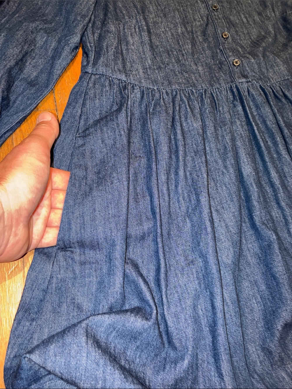 Boden Denim Long Sleeve A-Line Shirt Dress in Dark Wash Blue, Women’s size 10 - Picture 11 of 15